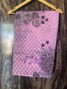 Pink Saree With Purple Lace
