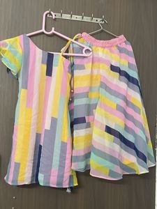 beautiful designerColorful  plazo set for 5-7 yr o