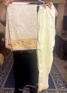 Phulkari Pure Cotton Yellow Embroidered Kurta Set