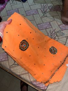 Orange Embellished Saree