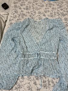 blue full sleeves top for women