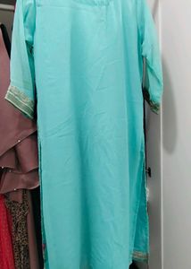 Aqua Embellished Pakistani Suit