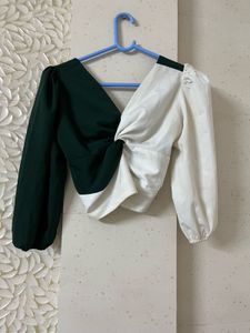 Two-Tone Twisted Crop Top