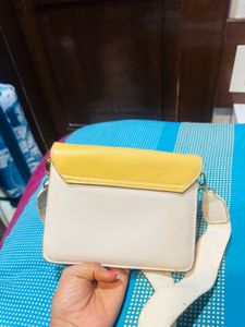 Yellow &amp; White Crossbody Bag