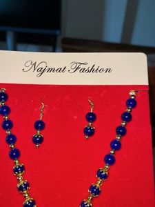 Elegant Blue Beaded Temple Jewelry Set