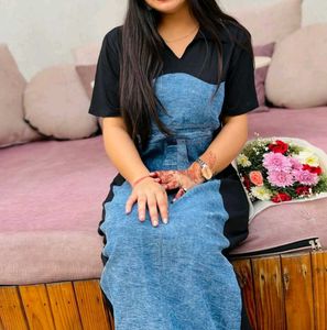 Stylish Denim &amp; Black Dress