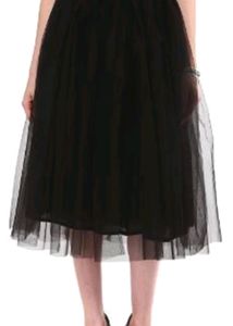 Solid Women A-line Netted Black Skirt