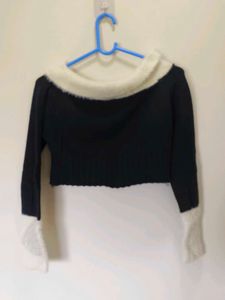 Black &amp; White Cropped Sweater