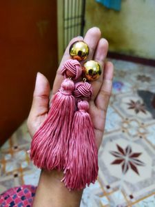 Pink Tassel Earrings