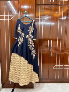 💙✨ Navy Blue & Gold Party Gown ✨💙