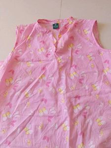 Pink Butterfly Cotton Sleeveless Top