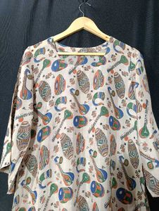 Women&#39;s Sitar Print Kurti Traditional Ethnic Kurta