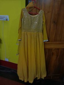 Elegant Yellow Anarkali Dress