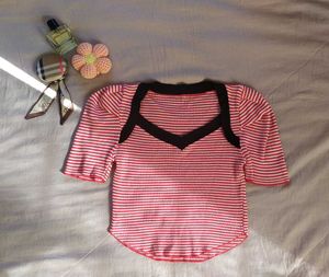 Striped Top with Black Detail