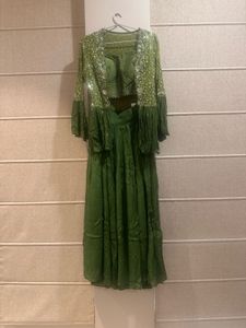 Green Plazo Choli with Jacket