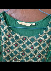 Green Embroidered Kurti Dress