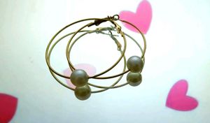 Elegant Gold Hoop Earrings with Pearl Accents🦪