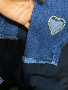 Heart Diamond Cut Out Denim