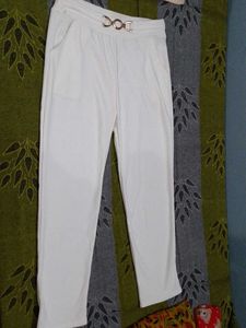 White Trousers with Gold Detail