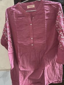 Embroidered Pink Tunic Top