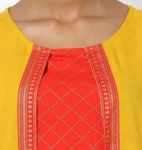 Printed Straight Layered Kurtha, Size:S