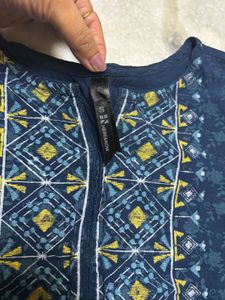 Blue Embroidered Detail Kurti