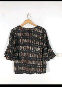 Boho Print Bell Sleeve Top