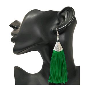 Parrot Green Tassel Earrings