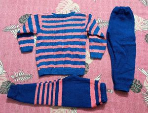 Baby Sweater With 2 Pjama Set