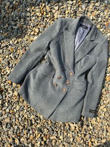 Gray Double-Breasted Blazer