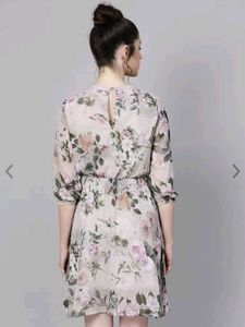 Grey And Green Floral Dress