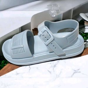 Gray Buckle Sandals
