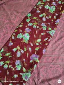 Daily Wear Georgette Floral Maroon Saree Low Price