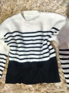 Heavy Quality Striped Knit Pullover Sweater