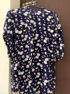Floral Print Navy Blue Dress