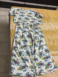 Smurf Print Girls Pajama Set