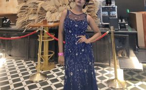 Elegant Navy Embellished Gown