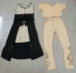 Girls Cream &amp; Black 3-Piece Outfit