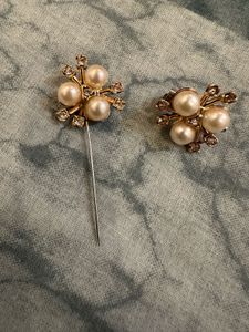 Pearl &amp; Rhinestone Brooch Set