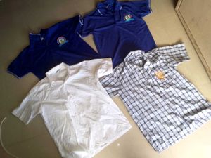 Combo of 2 Blue Tshirt And 1white & 1 Grey Shirt