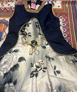 🌹Stylish Navy &amp; Silver Floral Frock for Girls