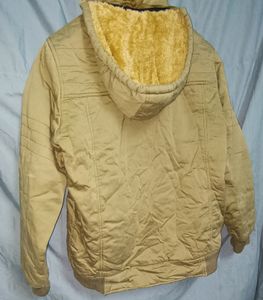 Men Khakhi Colour Warm Jacket With Inside Fur