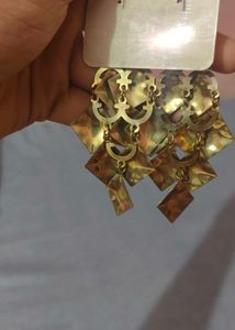 Gold Tone Square Drop Earrings