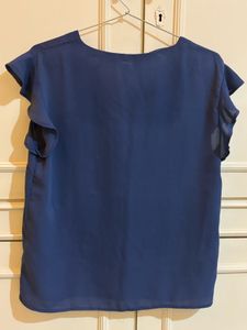 Blue Flutter Sleeve Top