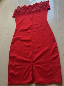 Red Lace Detail Dress