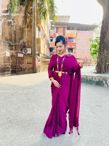 Elegant Purple Embroidered Saree