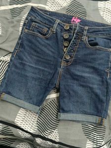 Denim Button-Fly Shorts