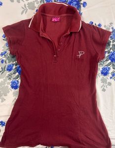 Maroon Collared T-Shirt - Size Medium