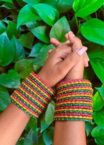 Multi Colour Valaikappu Bangle Set