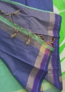Aqua Green And Navy Blue Combo Saree